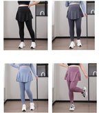Leggings de Yoga faux deux articles, grande taille, 200lb, avec poches, jupe taille haute en peau de requin, pantalon d'entraînement, collants Slim