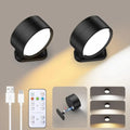Lampes murales LED avec télécommande, appliques murales magnétiques sans fil, 3 couleurs, variable, rechargeable par USB, pour chambre à coucher, lampe de chevet
