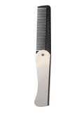 Peigne de poche pliable antistatique en acier pour hommes, tête d'huile, peigne à barbe Portable, outil de coiffure pliable, spécial pour perruques de vrais cheveux, 1 pièce