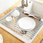 Égouttoir à vaisselle enroulable pour évier, égouttoir à vaisselle en acier inoxydable 304, organisateur de rangement pour assiettes, accessoires de cuisine