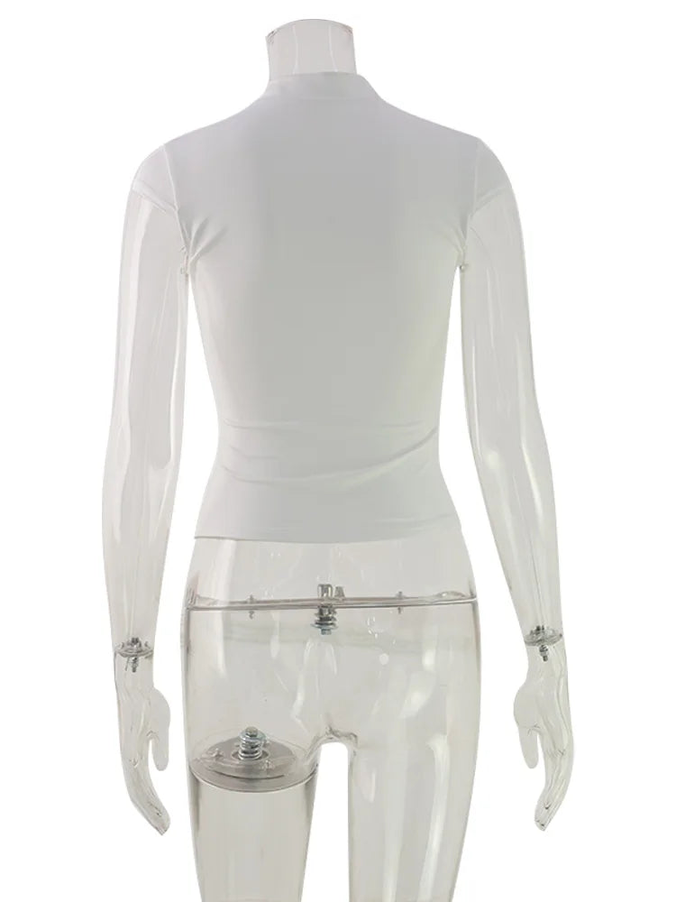 Ahagaga Fashion T-shirt d'été polyvalent pour femme, style club, avec découpe à la poitrine, manches courtes, effet taille cintrée, Y2k, sexy et décontracté