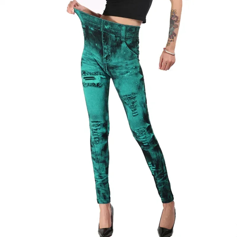Legging taille haute pour femme, jean moulant, streetwear, push-up, décontracté, à la mode