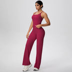 2 pièces/ensemble sport Fitness vêtements Yoga ensemble femme dos nu absorbant les chocs course en forme de I gilet mince jambe large pantalon Yoga ensemble