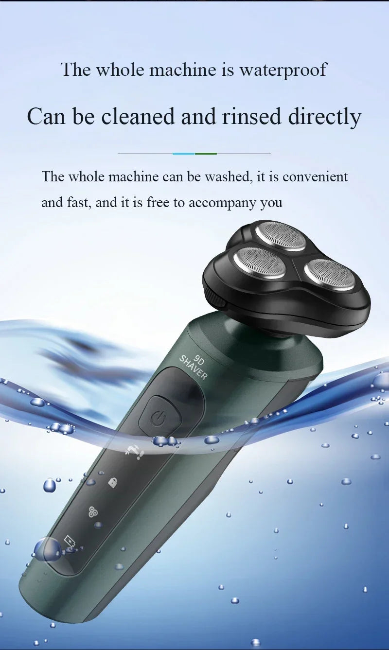 Rasoirs électriques étanches pour hommes, tondeuse électrique, support de rasoir, utilisation à sec, batterie aste, rasoirs à distance, machine de rasage