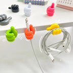 Crochet de décoration murale auto-adhésif en Silicone, 2 pièces, crochet créatif pour clé à pouce, Clip de câble de données pour maison/bureau, organisateur de bureau en fil