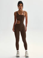 Beau design au dos, leggings de yoga sexy une pièce, adaptés aux combinaisons de sport respirantes et à séchage rapide pour femmes.