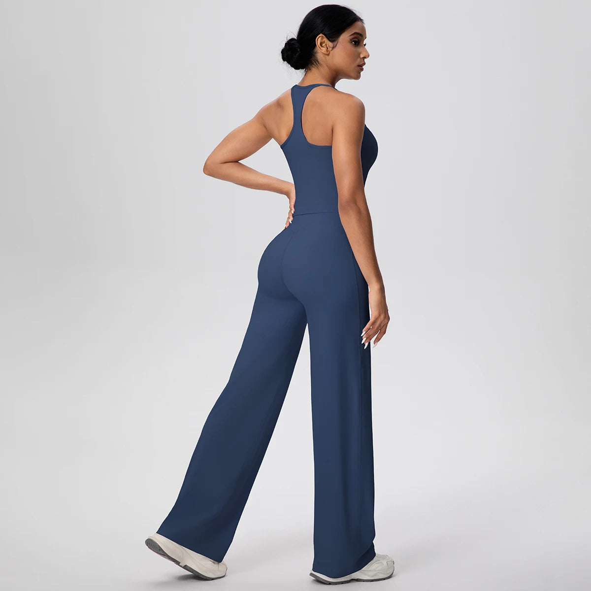 2 pièces/ensemble sport Fitness vêtements Yoga ensemble femme dos nu absorbant les chocs course en forme de I gilet mince jambe large pantalon Yoga ensemble