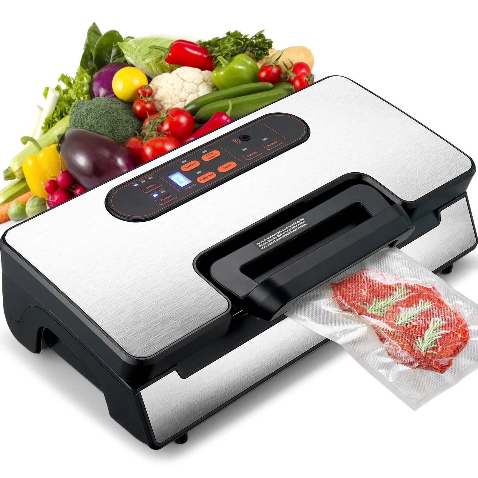 SucceBuy 90Kpa 130W Machine d'emballage alimentaire scelleuse sous vide avec 10 sacs sous vide gratuits pour la cuisine domestique scellage des aliments sous vide