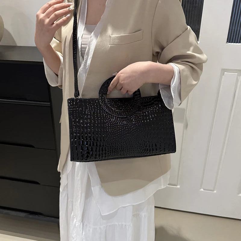 Sacs à main en cuir PU motif Crocodile pour femmes, sac carré vert, marque de mode, sacs à bandoulière, pochettes féminines