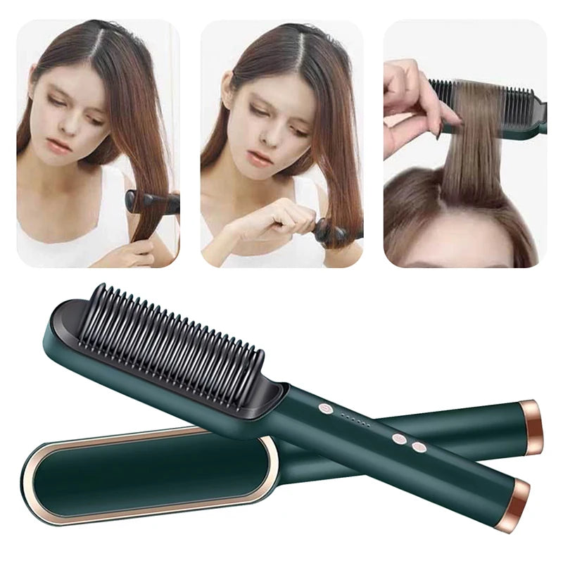 Outils professionnels de coiffure - Appareil de lissage des cheveux pour salons de beauté - Peigne et brosse lissante chauffante pour cheveux