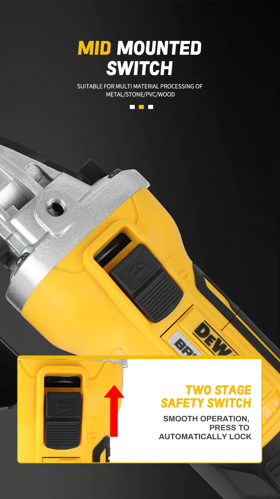 DEWALT DCG405 125mm 18V batterie au Lithium sans brosse tête plate meuleuse d'angle Machine-outil nue Machine de découpe outils électriques combo se