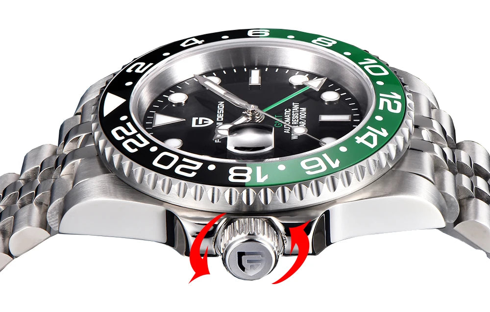 PAGANI uco PD-1662 Luxe Gstuff Hommes Mécanique Montre-Bracelet Verre Saphir Acier Inoxydable 100M Étanche Montres Automatiques
