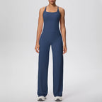 Ensemble de sport et Yoga pour femmes, 2 pièces, couleur unie, Slim, décontracté, gilet en forme de I avec coussinet de poitrine, séchage rapide, taille haute, pleine longueur