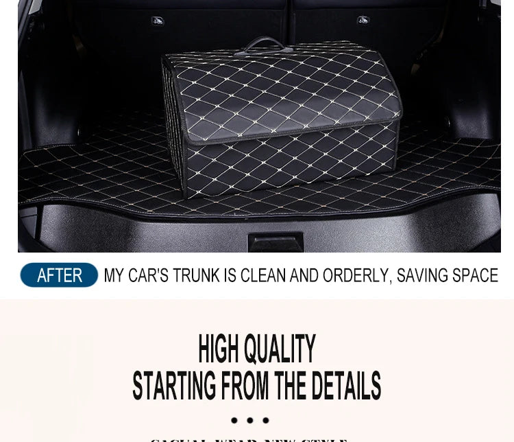 Boîte de rangement pour coffre de voiture, grande capacité, outils multi-usages automobiles, sac de rangement, rangement, rangement, cuir, pliable pour l'urgence