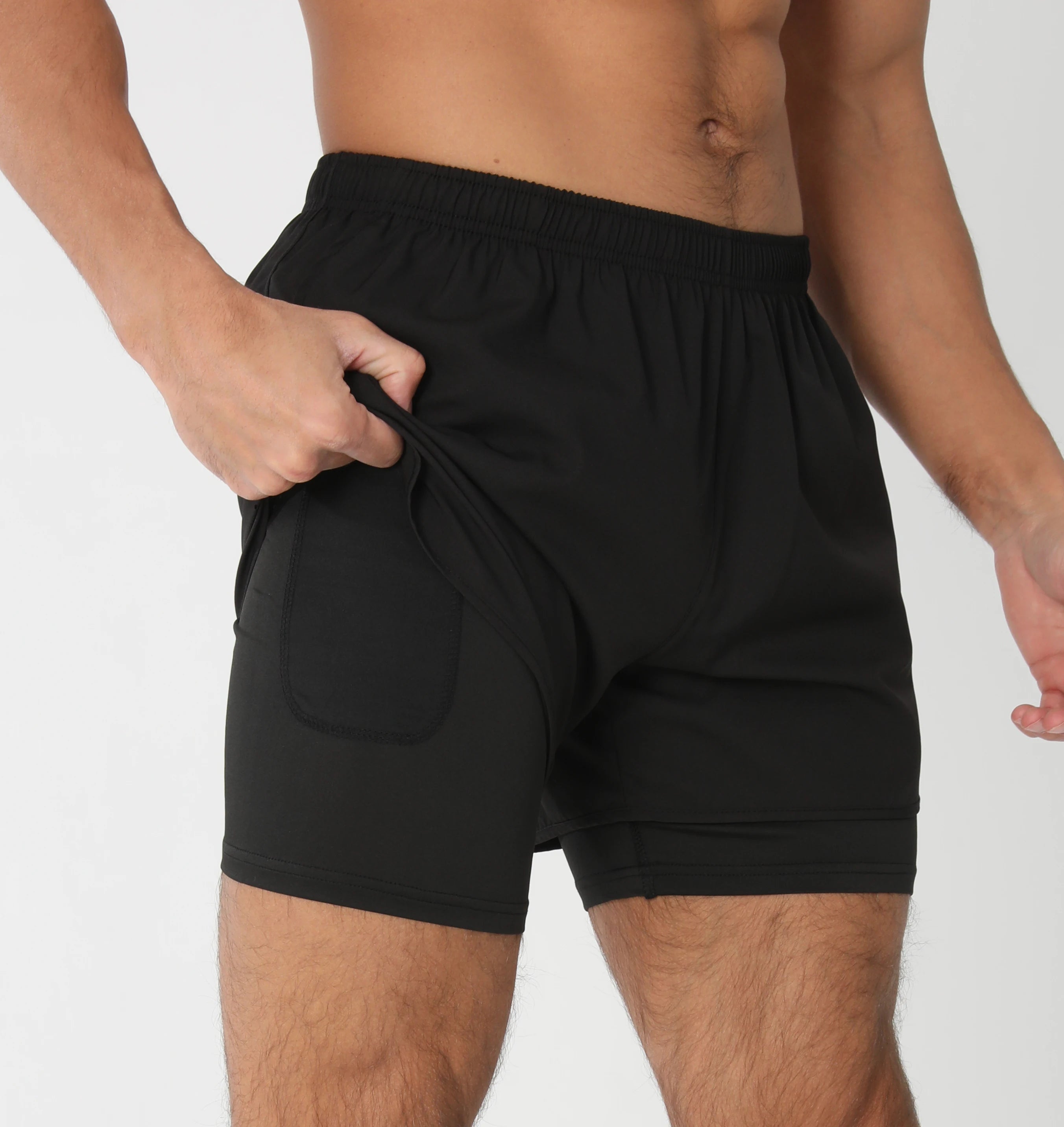 Short de course avec poches doublées pour homme, séchage rapide, léger, respirant, athlétique, sport, entraînement, boucle serviette