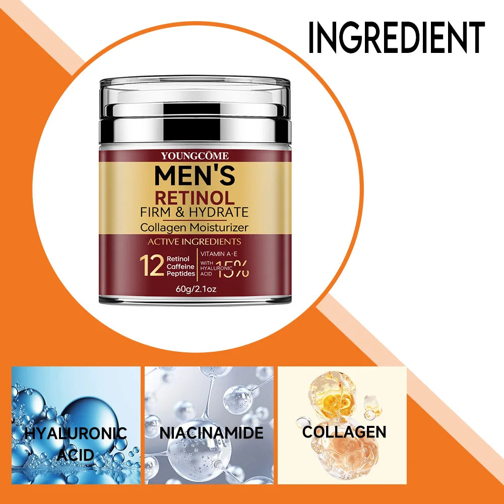 Crème pour le visage raffermissante au rétinol pour homme, soin de la peau, hydratant, au collagène, éclaircissant, lisse, déformable, traitement