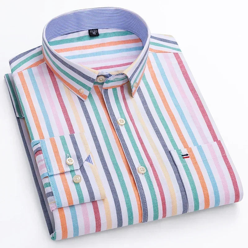 Chemise Oxford à manches longues pour hommes, grande taille 7xl, 100% coton, coupe cintrée, formelle, unie, à carreaux, vêtements de bureau élégants, nouvelle collection