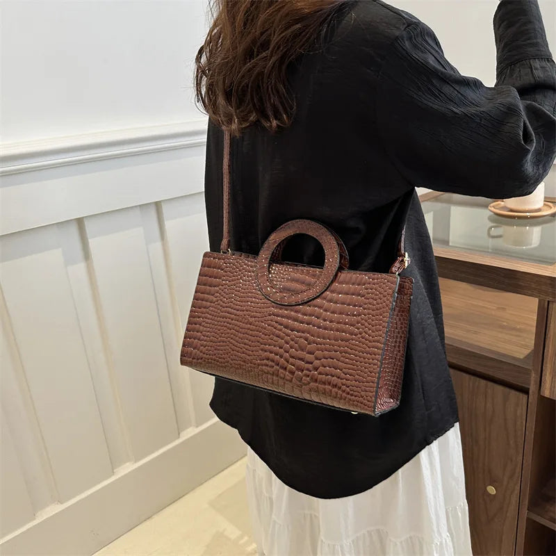 Sacs à main en cuir PU motif Crocodile pour femmes, sac carré vert, marque de mode, sacs à bandoulière, pochettes féminines