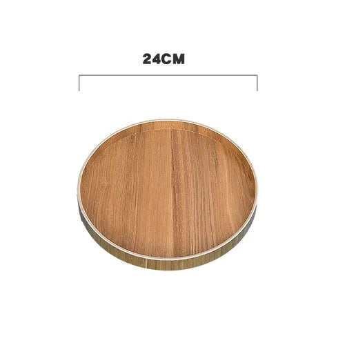 Plateau rond de Style japonais, assiette de service alimentaire, assiette de collation en bois, bol à thé, thé naturel, plats de serveur de nourriture, plateau de boisson WF