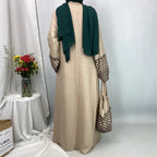 Dubaï élégant caftan Robe modeste Abayas musulman ouvert Abaya et sac femmes Islam Caftan Marocain Robe Arabe Femme Musulmane