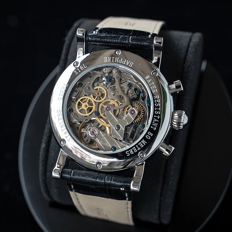 Sugess – montre-bracelet pour hommes, ST1908, mouvement à col de cygne, chronographe mécanique, véritable calendrier de phase de lune, cuir Vintage, nouveau 2026