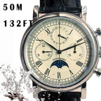 Sugess – montre-bracelet pour hommes, ST1908, mouvement à col de cygne, chronographe mécanique, véritable calendrier de phase de lune, cuir Vintage, nouveau 2026