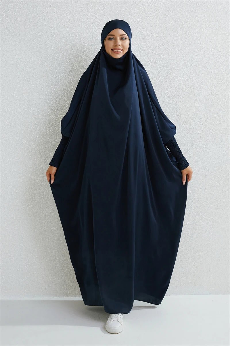 Abaya musulman à capuche manches smockées une pièce Robe de prière femmes Jilbab vêtements islamiques dubaï saoudien Robe noire modestie turque - FATAONAbaya musulman à capuche manches smockées une pièce Robe de prière femmes Jilbab vêtements islamiques dubaï saoudien Robe noire modestie turqueMode FemmeFATAON