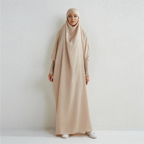 Abaya musulman à capuche manches smockées une pièce Robe de prière femmes Jilbab vêtements islamiques dubaï saoudien Robe noire modestie turque - FATAONAbaya musulman à capuche manches smockées une pièce Robe de prière femmes Jilbab vêtements islamiques dubaï saoudien Robe noire modestie turqueMode FemmeFATAON
