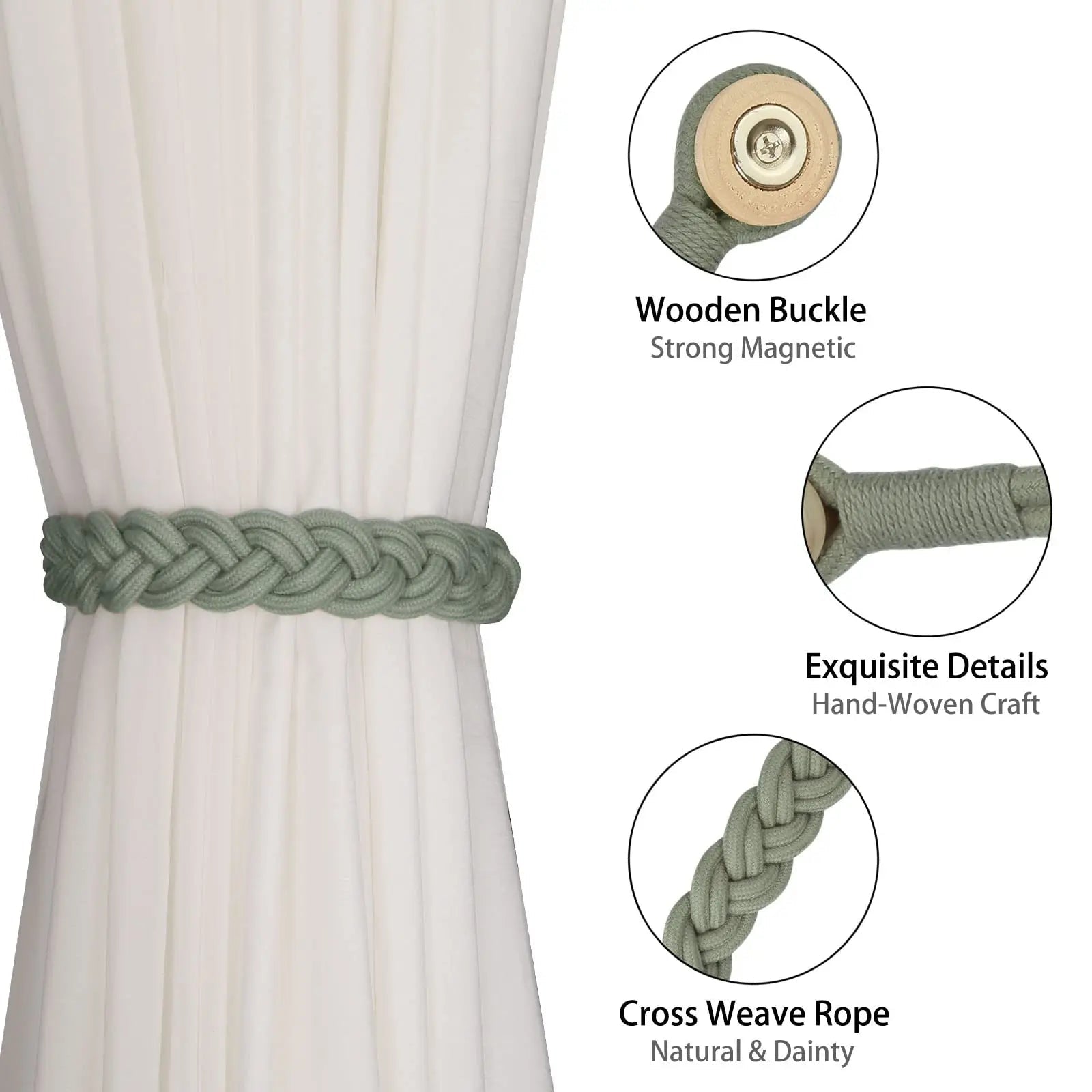 Accessoires De pièce De sangle De maintien De Cortina d'agrafe magnétique De Attache Rideau De torsion tissée à la main De Tie back De rideaux gordijn embrasses - FATAONAccessoires De pièce De sangle De maintien De Cortina d'agrafe magnétique De Attache Rideau De torsion tissée à la main De Tie back De rideaux gordijn embrassesSolutions MaisonFATAON