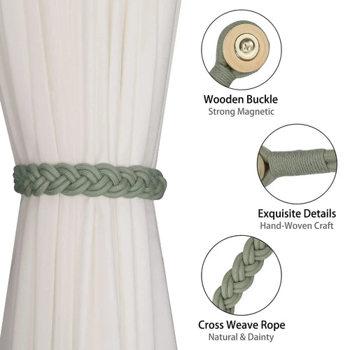 Accessoires De pièce De sangle De maintien De Cortina d'agrafe magnétique De Attache Rideau De torsion tissée à la main De Tie back De rideaux gordijn embrasses - FATAONAccessoires De pièce De sangle De maintien De Cortina d'agrafe magnétique De Attache Rideau De torsion tissée à la main De Tie back De rideaux gordijn embrassesSolutions MaisonFATAON