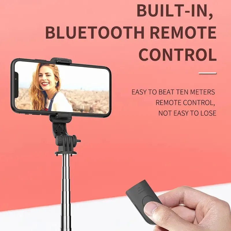 All In One Expandable Portable IPhone Tripod Selfie Stick Selfie Stick With Remote With Detachable BT Wireless Remote Compatible - Fix & GoAll In One Expandable Portable IPhone Tripod Selfie Stick Selfie Stick With Remote With Detachable BT Wireless Remote CompatibleVidéo & PhotoFix & Go