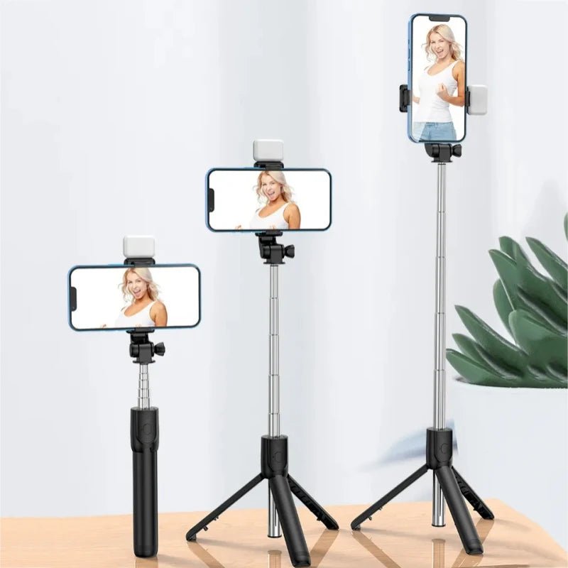 All In One Expandable Portable IPhone Tripod Selfie Stick Selfie Stick With Remote With Detachable BT Wireless Remote Compatible - Fix & GoAll In One Expandable Portable IPhone Tripod Selfie Stick Selfie Stick With Remote With Detachable BT Wireless Remote CompatibleVidéo & PhotoFix & Go