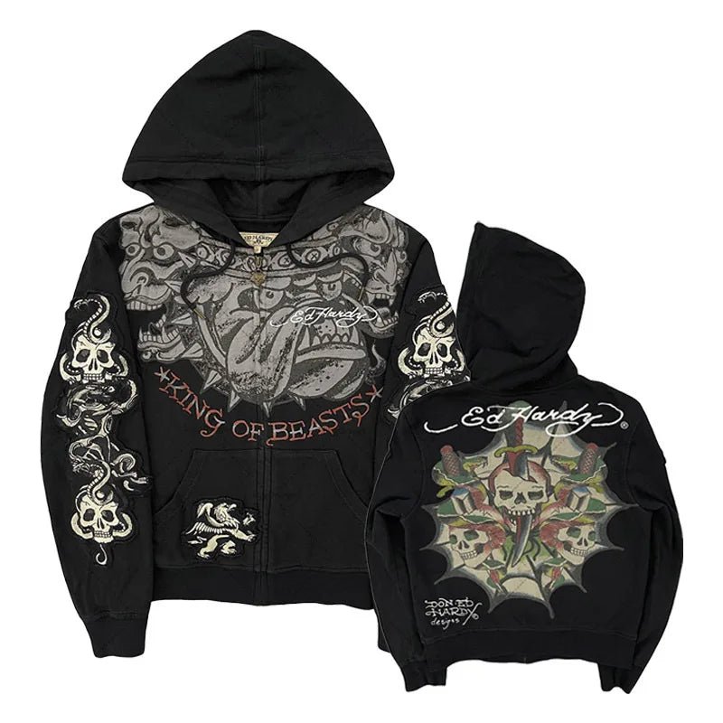 American Gothic Ro Skull Bones Oversized Hoodie Y2K Hip Hop Sle Streetwear No Brand Svel Other Material 00% - FATAONAmerican Gothic Ro Skull Bones Oversized Hoodie Y2K Hip Hop Sle Streetwear No Brand Svel Other Material 00%Mode HommeFATAON