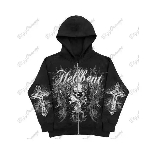 American Gothic Ro Skull Bones Oversized Hoodie Y2K Hip Hop Sle Streetwear No Brand Svel Other Material 00% - FATAONAmerican Gothic Ro Skull Bones Oversized Hoodie Y2K Hip Hop Sle Streetwear No Brand Svel Other Material 00%Mode HommeFATAON