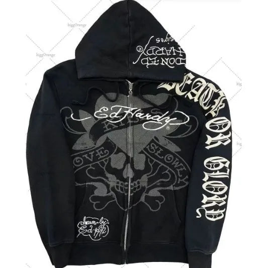 American Gothic Ro Skull Bones Oversized Hoodie Y2K Hip Hop Sle Streetwear No Brand Svel Other Material 00% - FATAONAmerican Gothic Ro Skull Bones Oversized Hoodie Y2K Hip Hop Sle Streetwear No Brand Svel Other Material 00%Mode HommeFATAON