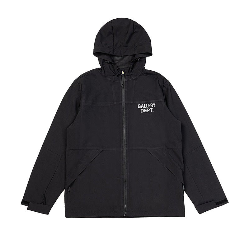 American High Street Gallery Dept Basic Letter Logo Printed Hooded Windbreaker Zipper Jacket Couple Trend - FATAONAmerican High Street Gallery Dept Basic Letter Logo Printed Hooded Windbreaker Zipper Jacket Couple TrendMode HommeFATAON