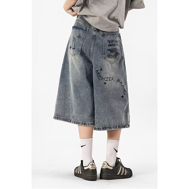 American Style High Street Fashionable Brand Summer Denim Shorts Men's Graffiti Jane Youth High Street Fashionable Fashionable Cropped Jeans - FATAONAmerican Style High Street Fashionable Brand Summer Denim Shorts Men's Graffiti Jane Youth High Street Fashionable Fashionable Cropped JeansMode HommeFATAON