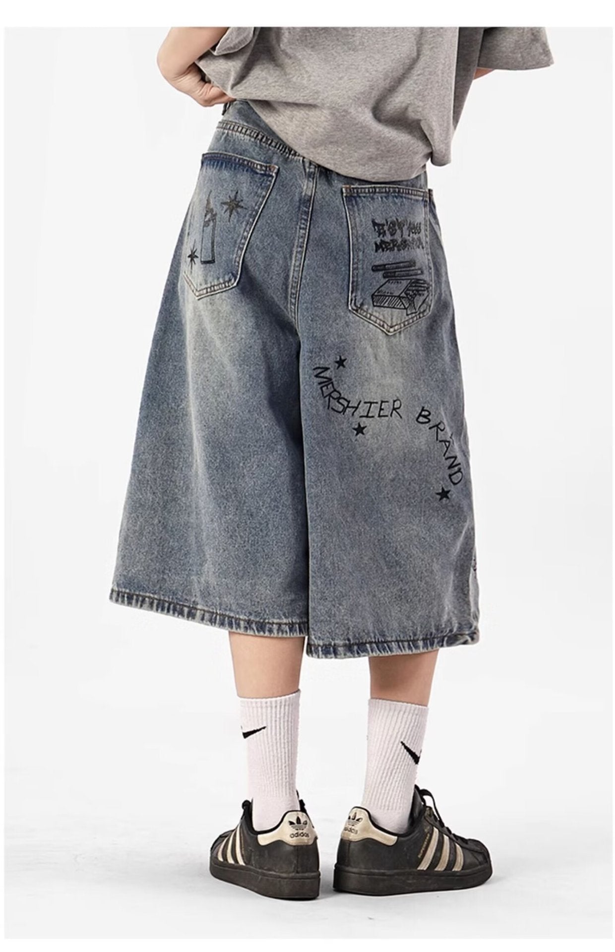 American Style High Street Fashionable Brand Summer Denim Shorts Men's Graffiti Jane Youth High Street Fashionable Fashionable Cropped Jeans - FATAONAmerican Style High Street Fashionable Brand Summer Denim Shorts Men's Graffiti Jane Youth High Street Fashionable Fashionable Cropped JeansMode HommeFATAON
