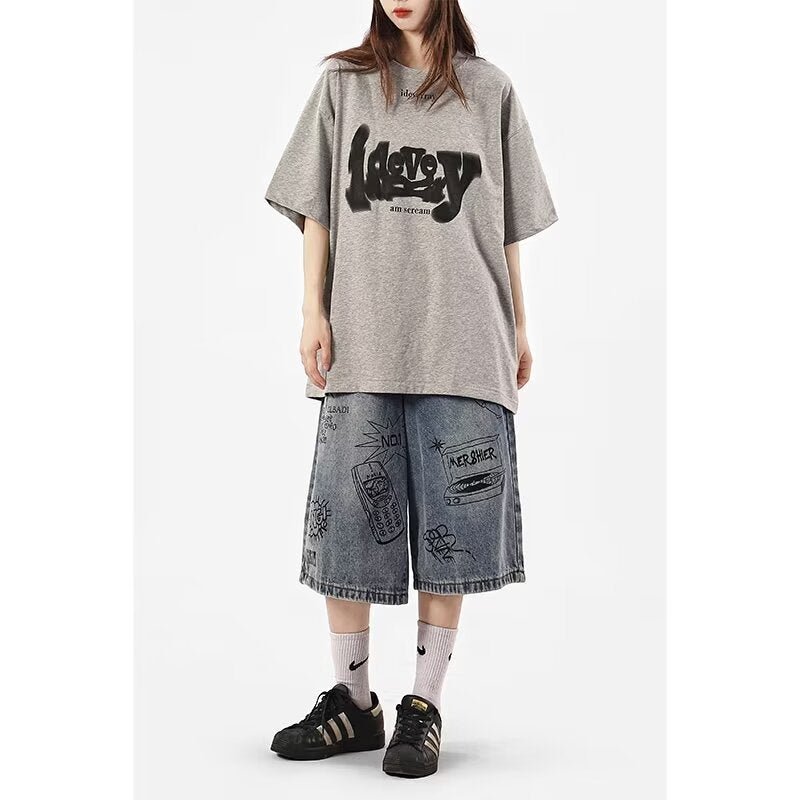 American Style High Street Fashionable Brand Summer Denim Shorts Men's Graffiti Jane Youth High Street Fashionable Fashionable Cropped Jeans - FATAONAmerican Style High Street Fashionable Brand Summer Denim Shorts Men's Graffiti Jane Youth High Street Fashionable Fashionable Cropped JeansMode HommeFATAON