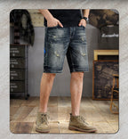 American Style Trendy Brand Retro Washed Old Scraped Denim Shorts Men's Summer New Slim-fit Ripped Five-point Pants - FATAONAmerican Style Trendy Brand Retro Washed Old Scraped Denim Shorts Men's Summer New Slim-fit Ripped Five-point PantsMode HommeFATAON