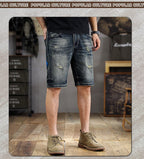American Style Trendy Brand Retro Washed Old Scraped Denim Shorts Men's Summer New Slim-fit Ripped Five-point Pants - FATAONAmerican Style Trendy Brand Retro Washed Old Scraped Denim Shorts Men's Summer New Slim-fit Ripped Five-point PantsMode HommeFATAON