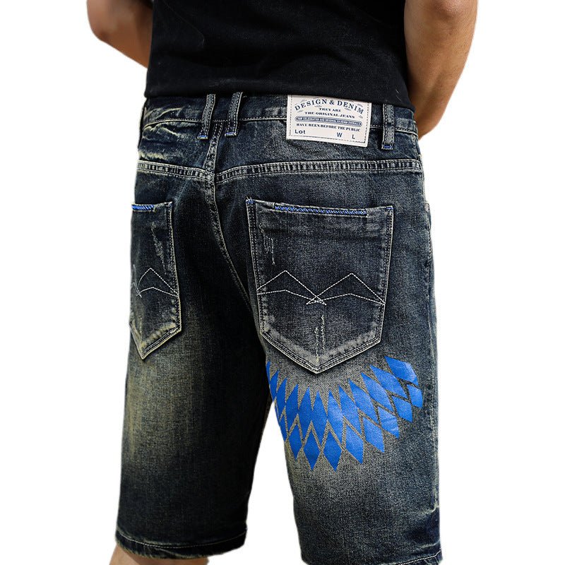 American Style Trendy Brand Retro Washed Old Scraped Denim Shorts Men's Summer New Slim-fit Ripped Five-point Pants - FATAONAmerican Style Trendy Brand Retro Washed Old Scraped Denim Shorts Men's Summer New Slim-fit Ripped Five-point PantsMode HommeFATAON