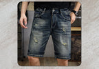 American Style Trendy Brand Retro Washed Old Scraped Denim Shorts Men's Summer New Slim-fit Ripped Five-point Pants - FATAONAmerican Style Trendy Brand Retro Washed Old Scraped Denim Shorts Men's Summer New Slim-fit Ripped Five-point PantsMode HommeFATAON