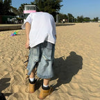 American Style Trendy Brand Thin Wide Leg Loose Loose Cropped Shorts Men's High Street Ripped Knee Washed Jeans - FATAONAmerican Style Trendy Brand Thin Wide Leg Loose Loose Cropped Shorts Men's High Street Ripped Knee Washed JeansMode HommeFATAON