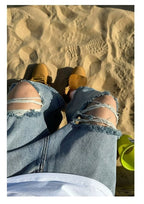 American Style Trendy Brand Thin Wide Leg Loose Loose Cropped Shorts Men's High Street Ripped Knee Washed Jeans - FATAONAmerican Style Trendy Brand Thin Wide Leg Loose Loose Cropped Shorts Men's High Street Ripped Knee Washed JeansMode HommeFATAON