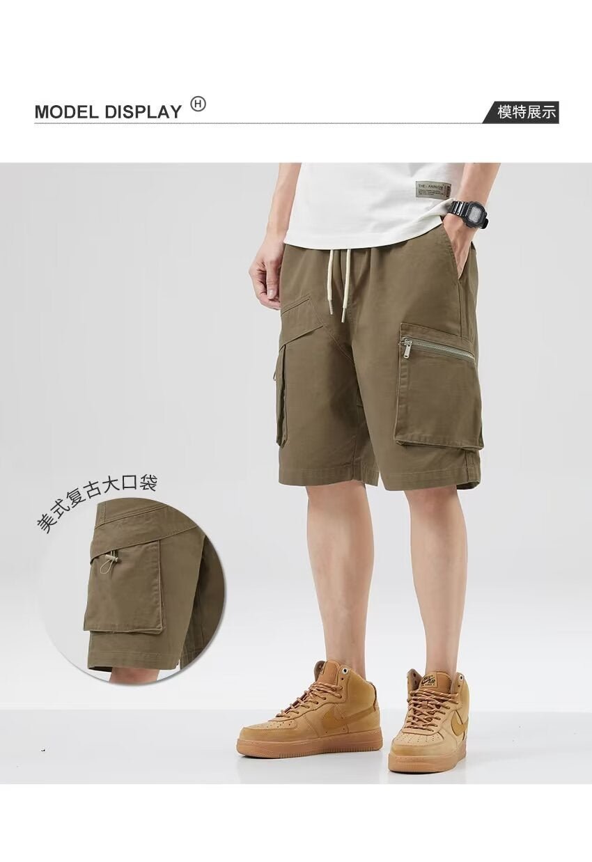 American-Style Zipper Pocket Cargo Shorts New High Street Casual Sports Pants Student Loose Five-Point Shorts Men's Large Size - FATAONAmerican-Style Zipper Pocket Cargo Shorts New High Street Casual Sports Pants Student Loose Five-Point Shorts Men's Large SizeMode HommeFATAON