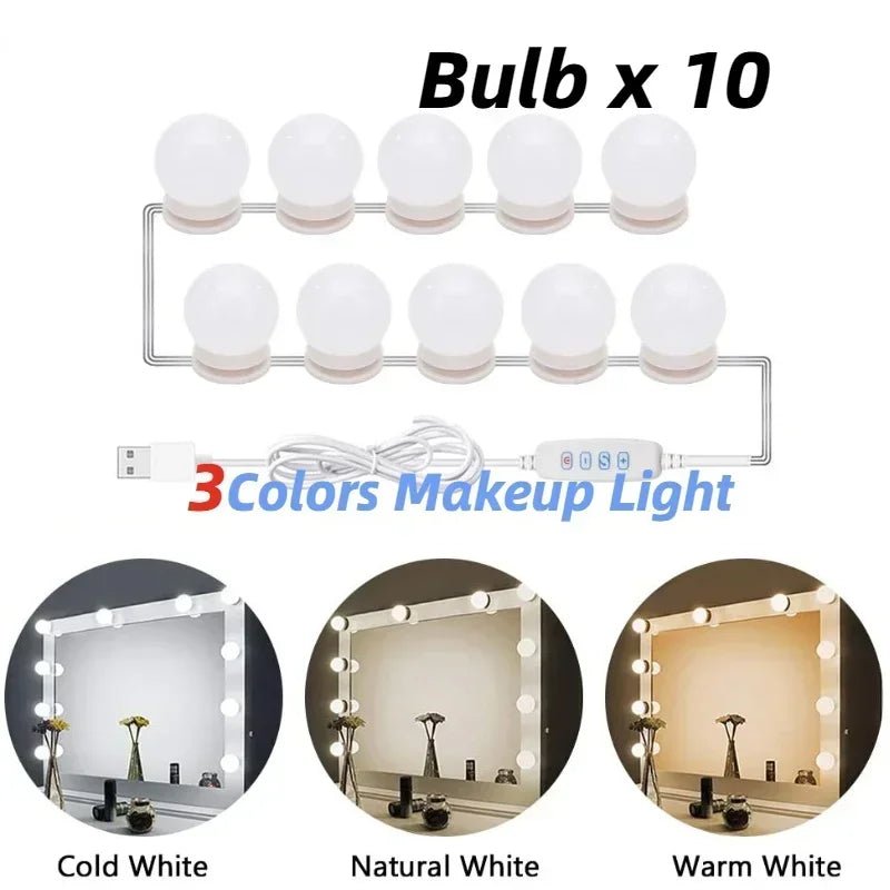 Ampoules LED détachables pour miroir de maquillage professionnel, alimentation USB, lumière pour miroir cosmétique, coiffeuse Hollywood, lumières de vanité - FATAONAmpoules LED détachables pour miroir de maquillage professionnel, alimentation USB, lumière pour miroir cosmétique, coiffeuse Hollywood, lumières de vanitéSolutions MaisonFATAON