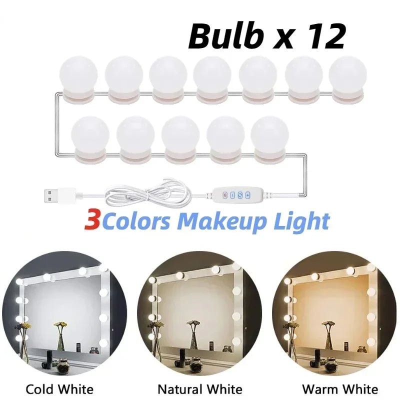 Ampoules LED détachables pour miroir de maquillage professionnel, alimentation USB, lumière pour miroir cosmétique, coiffeuse Hollywood, lumières de vanité - FATAONAmpoules LED détachables pour miroir de maquillage professionnel, alimentation USB, lumière pour miroir cosmétique, coiffeuse Hollywood, lumières de vanitéSolutions MaisonFATAON