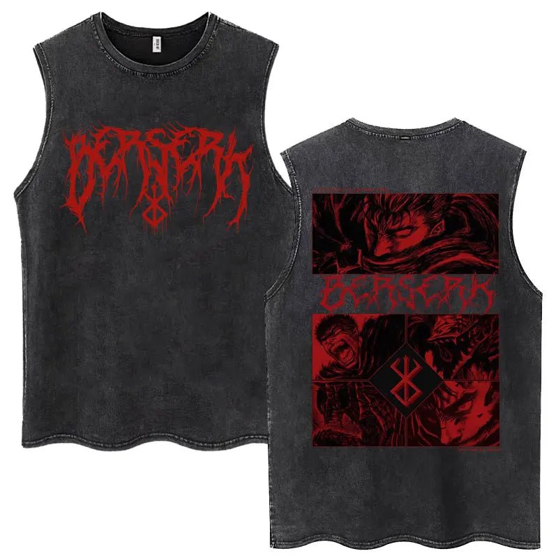 Anime Berserk Guts lavé Harajuku débardeurs rétro Manga Gatsu Griffith Zodd t-shirts sans manches unisexe coton surdimensionné T-Shirt - FATAONAnime Berserk Guts lavé Harajuku débardeurs rétro Manga Gatsu Griffith Zodd t-shirts sans manches unisexe coton surdimensionné T-ShirtMode & Lifestyle HommeFATAON