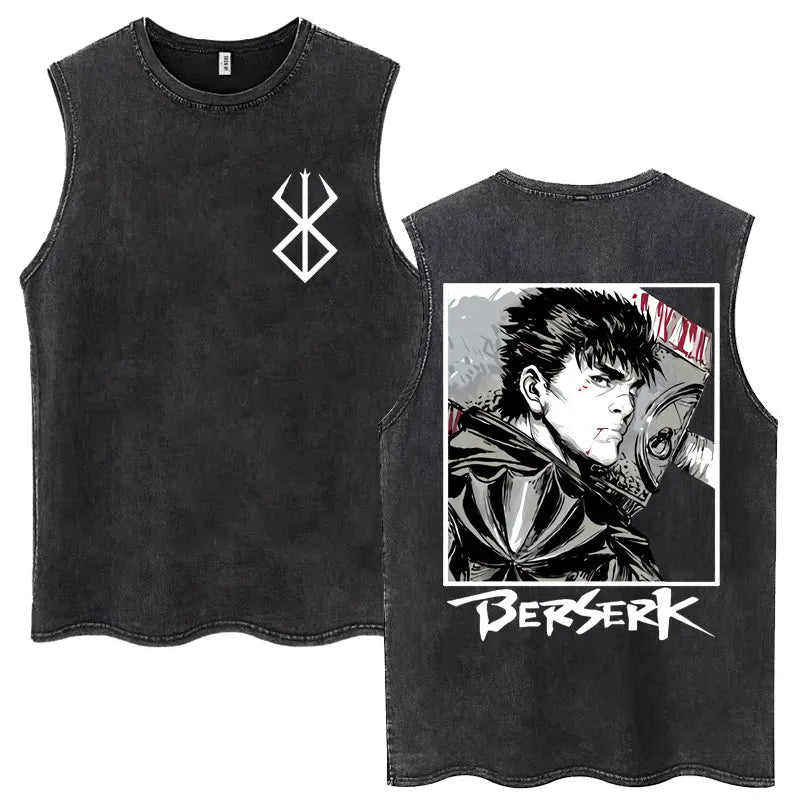Anime Berserk Guts lavé Harajuku débardeurs rétro Manga Gatsu Griffith Zodd t-shirts sans manches unisexe coton surdimensionné T-Shirt - FATAONAnime Berserk Guts lavé Harajuku débardeurs rétro Manga Gatsu Griffith Zodd t-shirts sans manches unisexe coton surdimensionné T-ShirtMode & Lifestyle HommeFATAON